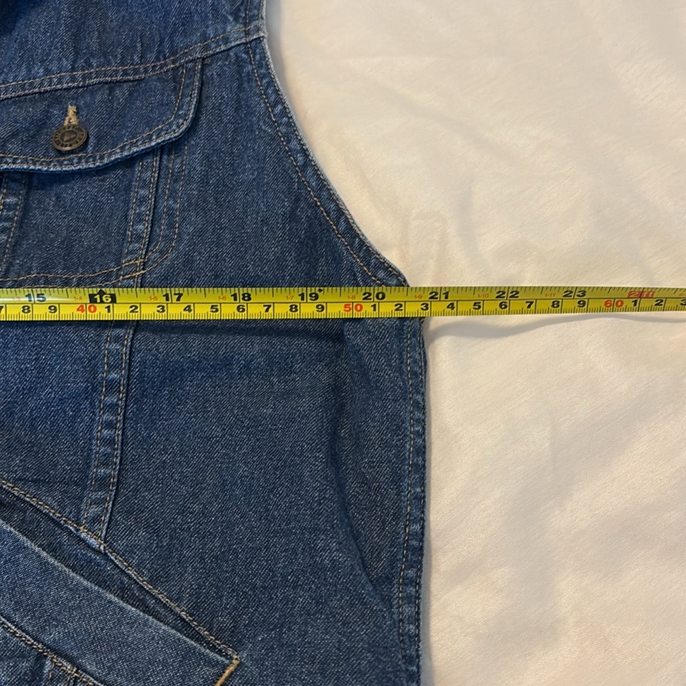 VTG cropped reversible denim jean vest plaid SZ L 100% cotton casual cottagecore - Picture 6 of 12